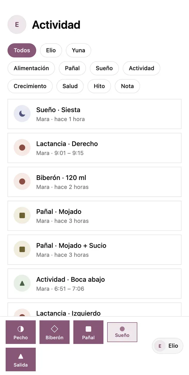 El registro de actividad compartido de lindly en un teléfono