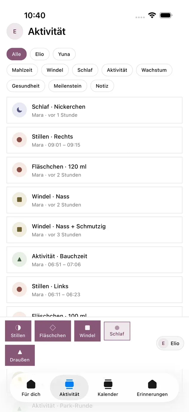 Das geteilte lindly-Aktivitätsprotokoll auf einem Handy